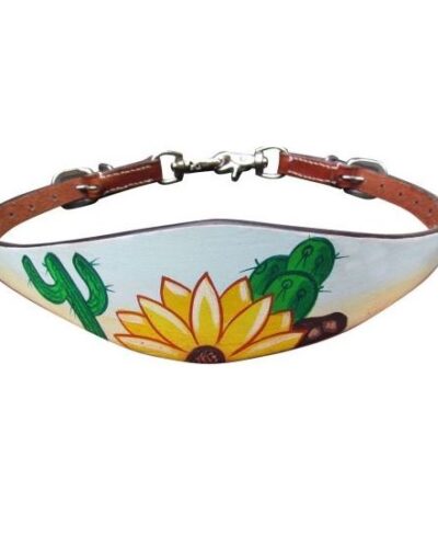 Hand Painted Sunflower and Cactus Design Wither Strap