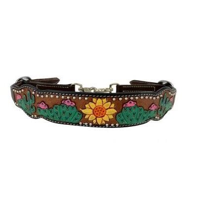 Sunflower and Cactus Painted Wither Strap