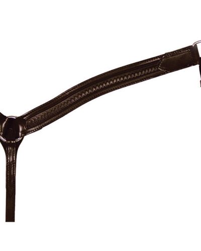 Circle Y Walnut Contoured Shell Tooled Breastcollar