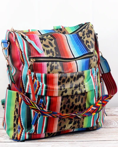 Wild Serape Faux Leather Backpack Tote