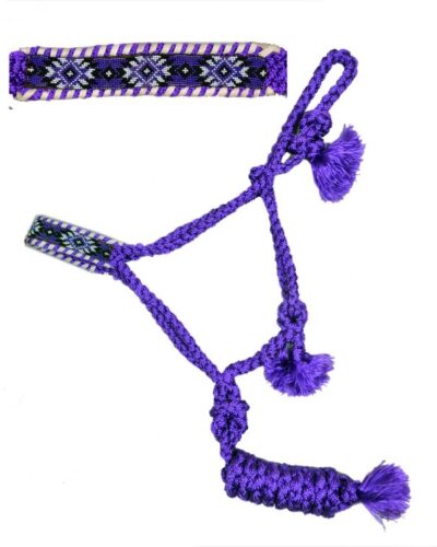 Southwest Beaded Woven Purple Mule Tape Halter