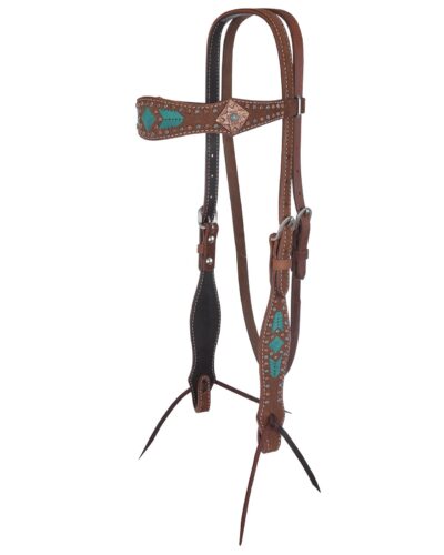 Reinsman Turquoise & Rawhide Browband Headstall