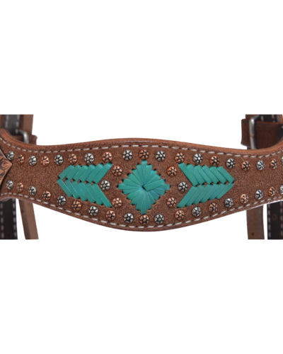 Alternative view of Reinsman Turquoise & Rawhide Browband Headstall