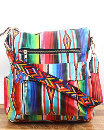 Southwest Serape Faux Leather Backpack Tote