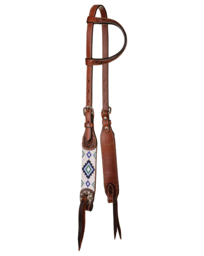 Circle Y Blue Diamond Beaded 1-Ear Headstall