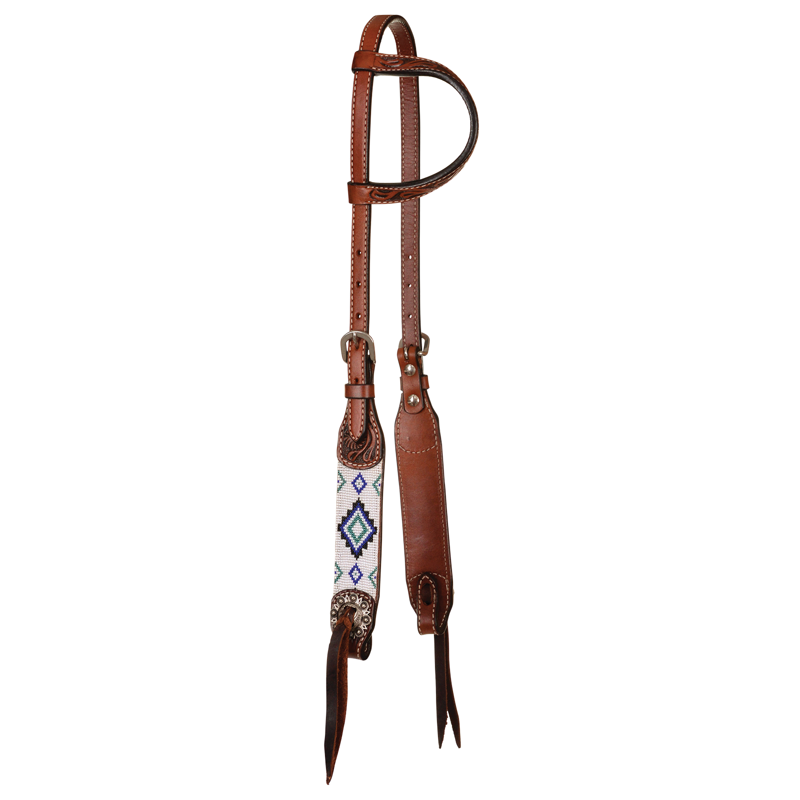 Circle Y Blue Diamond Beaded 1-Ear Headstall
