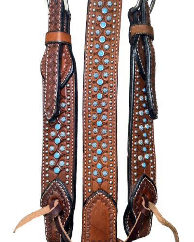 Alternative view of Turquoise and Silver Dot Headstall & Breastcollar Set