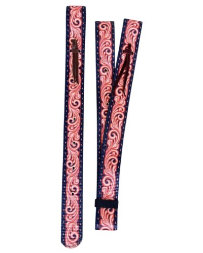 Red & Blue Patterned Nylon Off Billet and Tie Strap Set