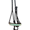 Hand Painted Teal Flower Woven Black Nylon Mule Tape Halter