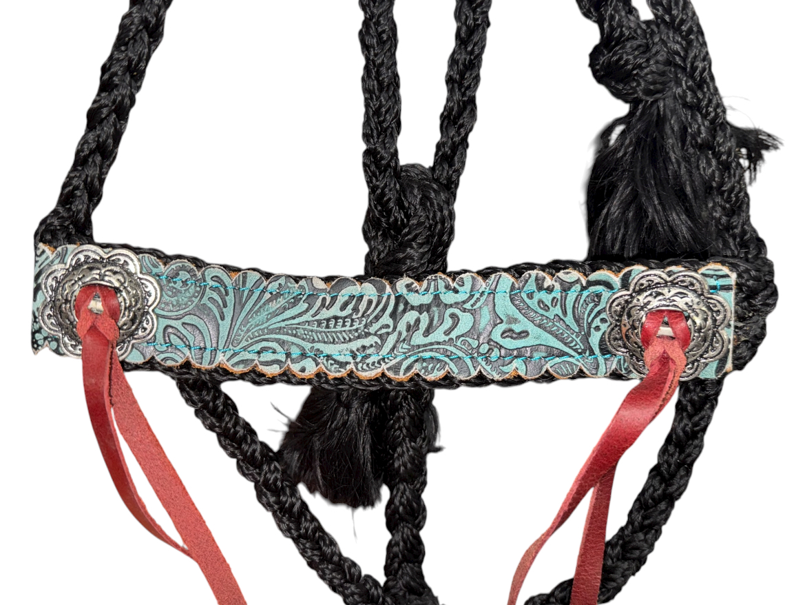 Black Embossed Nylon Mule Tape Halter - Image 2