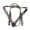 Large Pony/Small Horse Turquoise Painted Flower Headstall & Breastcollar Set