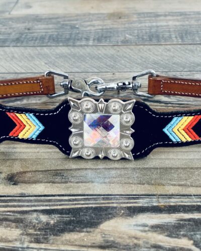Embroidered Wither Strap w/ Crystal Concho