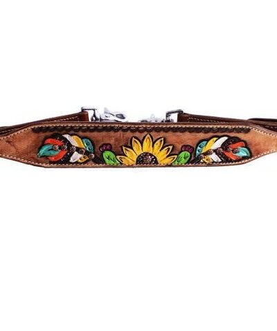 Hand Painted Feather, Sunflower & Cactus Wither Strap