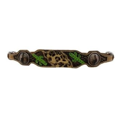 Cheetah Inlay Wither Strap w/ Hand Painted Cactus Accents