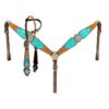 Brown Hair on Cowhide Acid Wash Headstall & Breastcollar Set