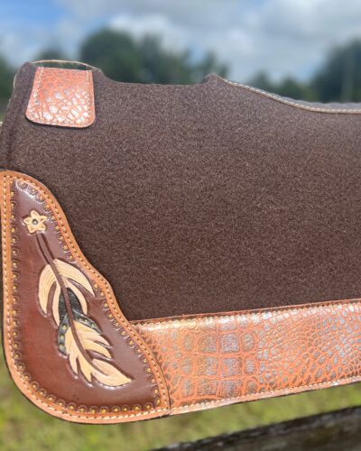 Antiqued Feather & Sunflower Design Felt Saddle Pad - Image 3