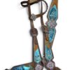 Brown Hair on Cowhide Acid Wash Headstall & Breastcollar Set