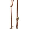 Oiled 1-Ear Headstall w/ Brushed Floral Single Buckle