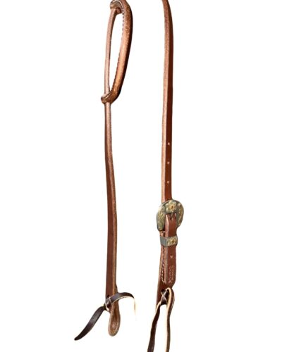 Oiled 1-Ear Headstall w/ Brushed Floral Single Buckle