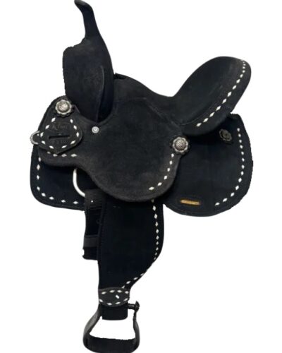 Lightweight Black Suede Kids Barrel Saddle