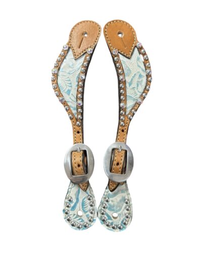 Alamo Saddlery Ladies Turquoise Gator Spur Straps