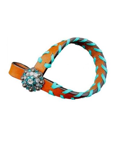 Teal Buckstitch Leather Tiedown Keeper