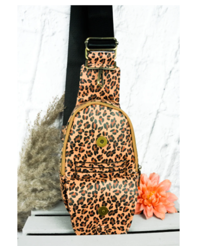 Ella Leopard w/ Black Guitar Strap Small Sling Bag - Image 2