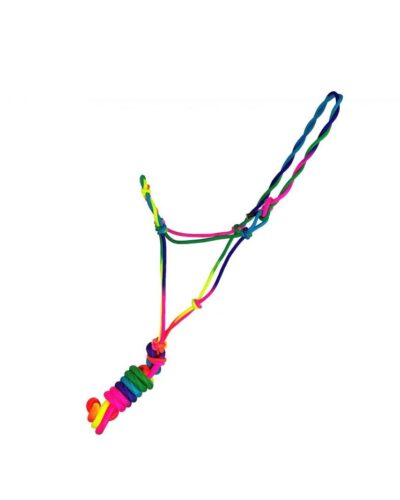 Medium/Larg Pony Size Rainbow Cowboy Knot Rope Halter & Matching Removable Lead