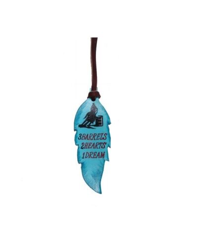 3 Barrels, 2 Hearts, 1 Dream Painted Tie On Feather Charm