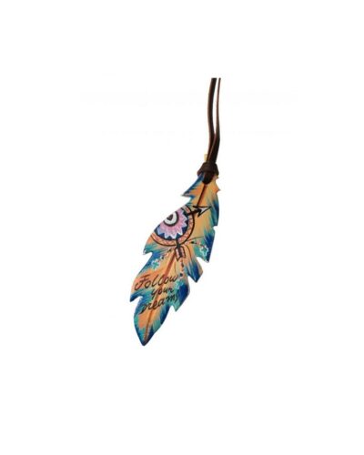 Follow Your Dreams Hand Painted Tie On Feather Saddle Charm