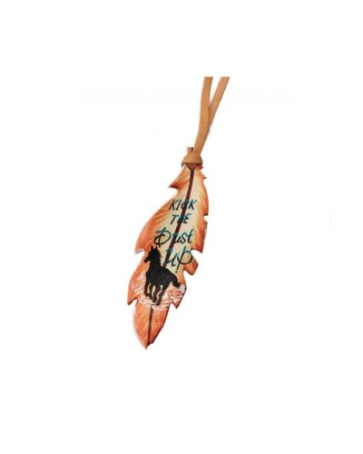 Kick The Dust Up Painted Tie On Feather Saddle Charm