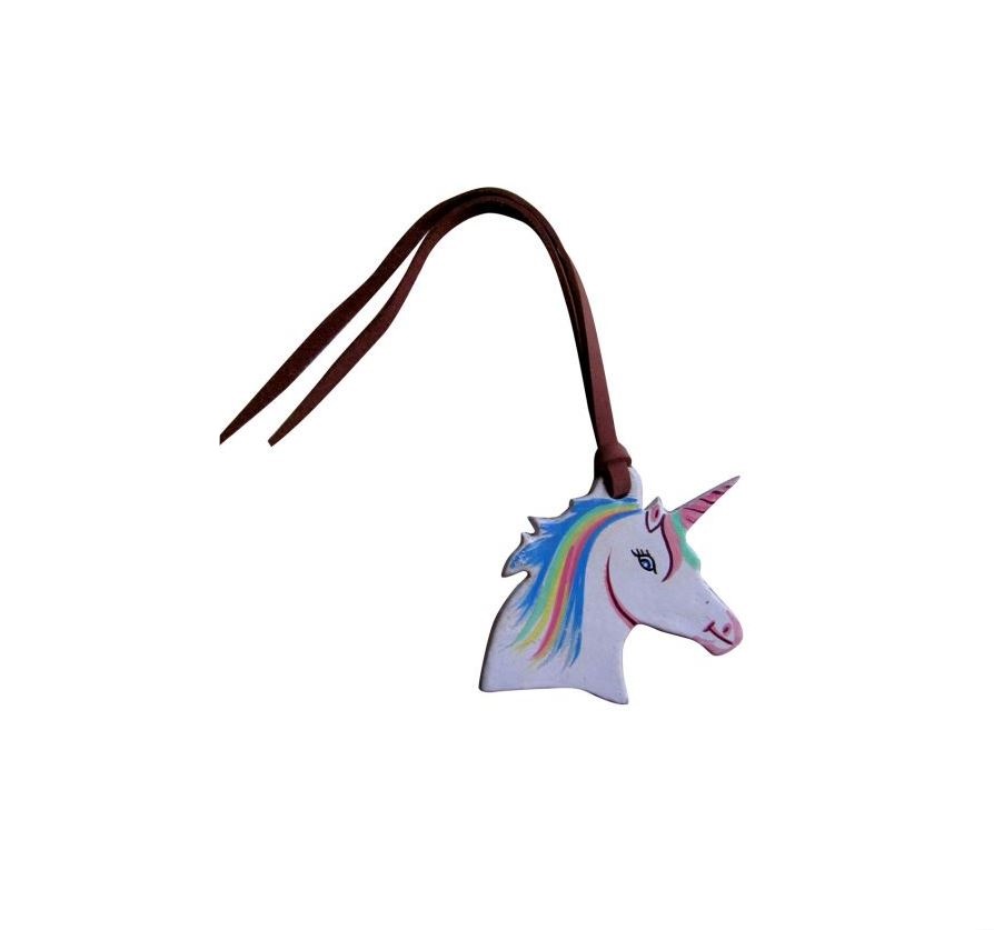 Hand Painted Tie On Unicorn Head Saddle Charm