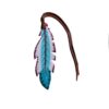 Teal & White Hand Painted Tie On Feather Saddle Charm
