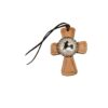 Tie On Leather Cross Saddle Charm w/ Silver Barrel Racer Concho