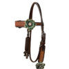 Circle Y Rustic Forest Green Flower Browband Headstall