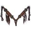 Circle Y Rustic Forest Green Flower Fringe Breastcollar