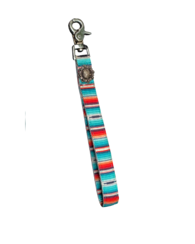 Nylon Serape Print Keychain w/ Floral Concho