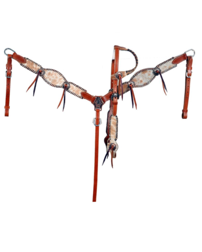 Cowhide 1-Ear Headstall & Breastcollar Set