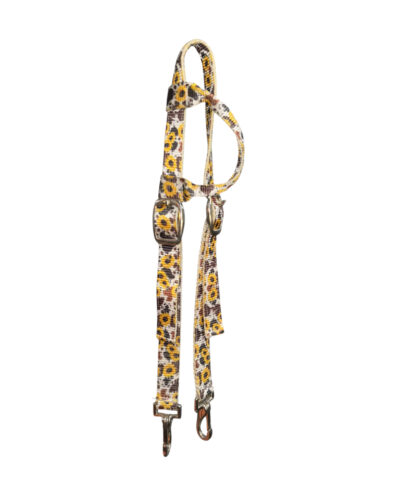 Cowhide & Sunflower Print Nylon One Ear Headstall