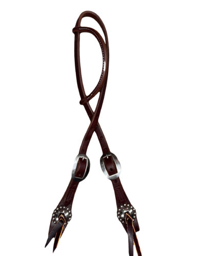 Heavy Oiled Slip Ear Headstall w/ Rosettes