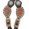 Ladies Size Two-Tone Floral Tooled Spur Straps