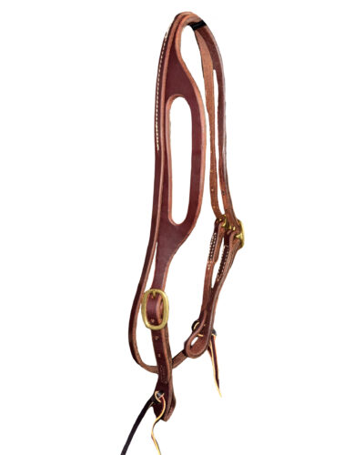 Heavy Oiled Double Buckle Shaped Ear Headstall W/ Throat Latch