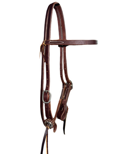 Heavy Oiled Browband Headstall w/ Conchos & Rosettes