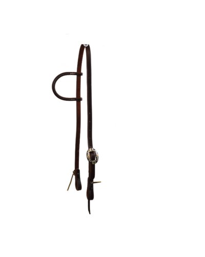 Heavy Oiled Slip Ear Antique Floral Cart Buckle Headstall