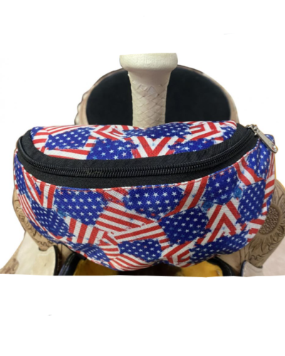 American Flag Print Insulated Nylon Saddle Pouch