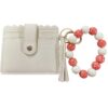 Lanie Red Leopard & Ivory Beaded Bracelet Keychain w/ ID Card Holder