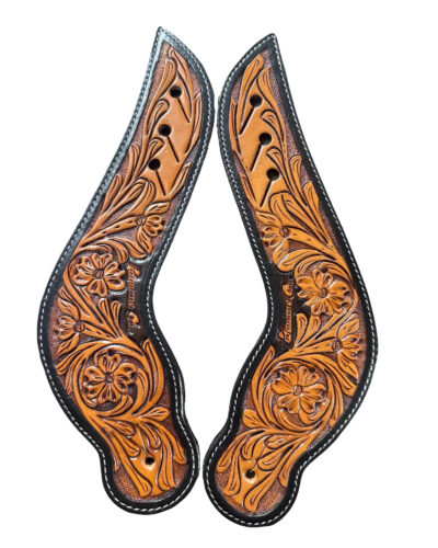 Professionals Choice Dove Wing Black/Natural Floral Spur Straps