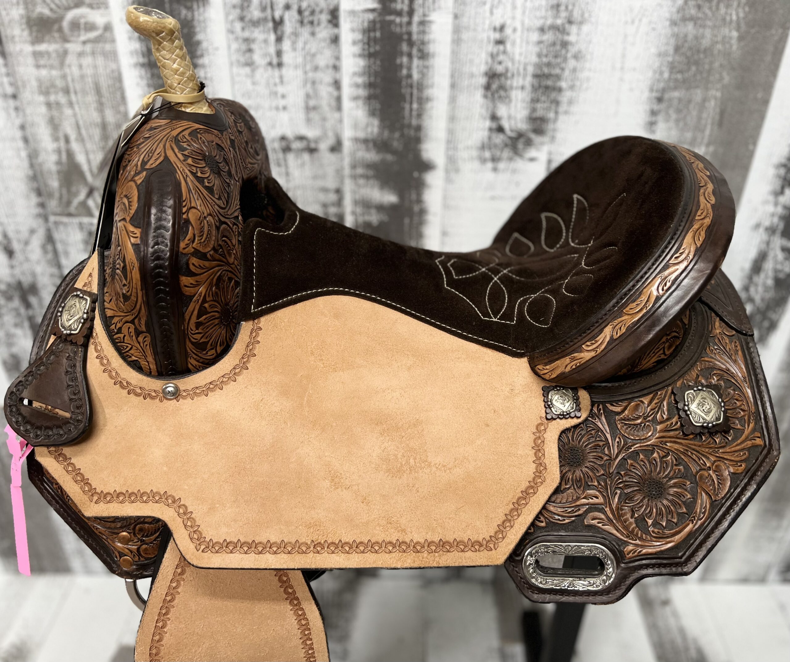 15.5” Circle Y Just-B-Natural (JBN) Sundown Barrel Saddle - Image 2