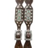 Ladies Leather Spur Straps w/ Woven Fabric Inlay & Southwest Design