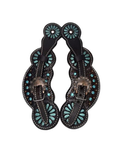Ladies Metallic Painted Turquoise Spur Straps